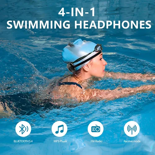 Vista 5 de Tayogo Rock PRO W24 - Auriculares de natación impermeables de conducción ósea para natación, reproductor MP3 4 en 1 de 32 GB, Bluetooth 5.4, radio