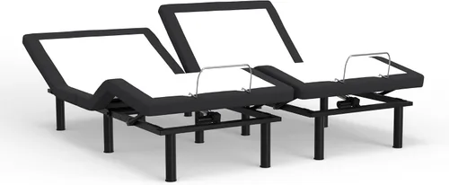 Vista 3 de Blissful Nights E4 - Base de cama ajustable King con parte superior dividida plegable, masaje, anti ronquidos, USB, luz nocturna, control remoto