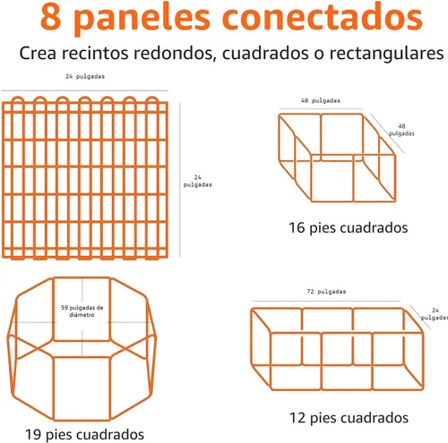 Vista 3 de Amazon Basics: cerca plegable de metal para mascotas, con puerta, 60 x 60 x 24 pulgadas, color negro.