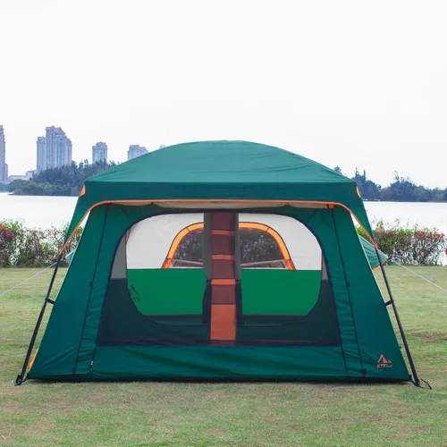 Vista 7 de KTT Extra Large Tent 6-10-12-14 Person(Style-B),Family Cabin Tents,2 Rooms,3 Doors and 3 Windows with Mesh,Straight Wall,Waterproof,Double Layer,Big