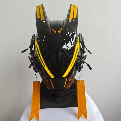 Vista 5 de Máscara punk para hombres, máscara LED para mujer, tecnología punk futurista, cosplay, Halloween, fiesta, festival de música, accesorios