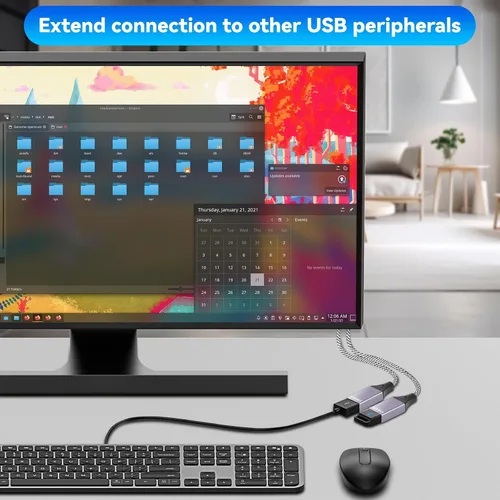 Vista 7 de Cable divisor USB de 1 entrada y salida 2026, extensor de puerto USB doble, adaptador de extensión de cable de carga y datos de 9.8 in