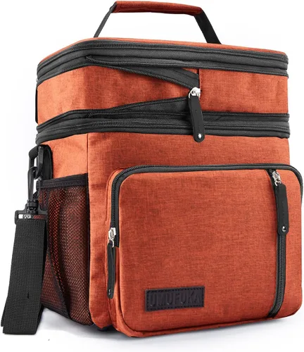 Vista 10 de Bolsa de almuerzo con compartimento doble/para mujer, con aislamiento para el almuerzo, 2 espaciosas, grandes, reutilizables, resistentes al agua