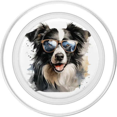 Vista 2 de Lentes con diseño de acuarela Border Collie PopSockets MagSafe PopGrip para iPhone