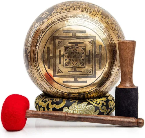 Vista 5 de Juego de cuencos tibetanos grandes de 9.5 pulgadas, grado curativo maestro para baño de sonido, chakras, 7 metal, meditación, yoga por Himalayan
