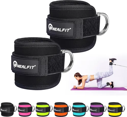 Vista 15 de NEALFIT Correa de tobillo para máquina de cable, tobillera de gimnasio para patadas, extensiones de piernas, entrenamientos de glúteos, abductores