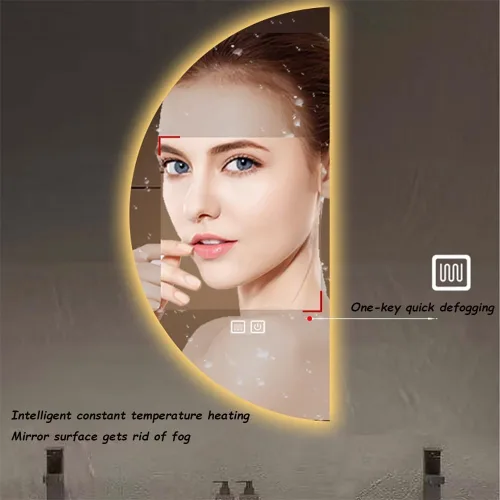 Vista 6 de NURCIX Espejo de baño LED inteligente para pared, espejo de tocador iluminado con luces y botón táctil inteligente para sala de estar, dormitorio