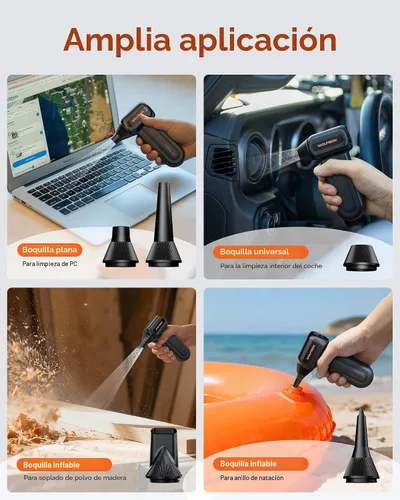 Vista 7 de WOLFBOX Plumero de aire comprimido MF60, ajustable de 3 velocidades
