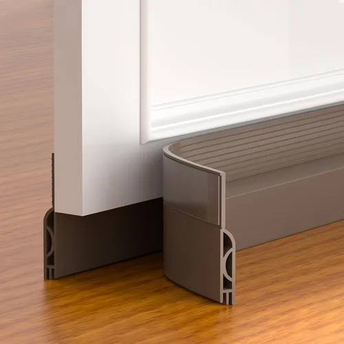 Vista 17 de Tope de corriente de puerta Pundin, barrido de puerta ajustable para la parte inferior de la puerta, sello de puerta inferior de silicona para Gris