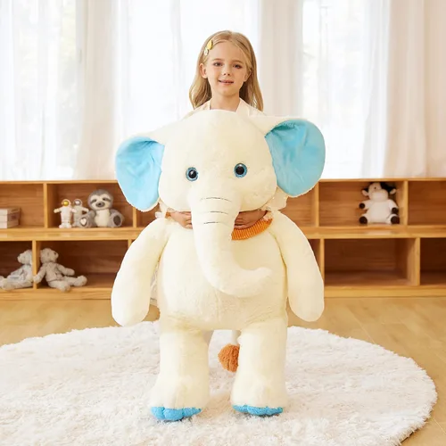 Vista 7 de EARTHSOUND Juguete de peluche de elefante gigante, de 30 pulgadas, juguetes suaves y grandes, tamaño grande, enorme y esponjoso, de gran