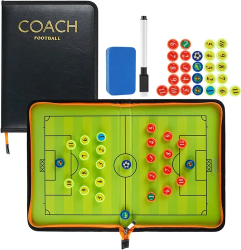 Vista 10 de Pure Vie Tabla magnética de tácticas de entrenamiento de fútbol, portapapeles de fútbol portátil para entrenadores de fútbol de borrado en seco