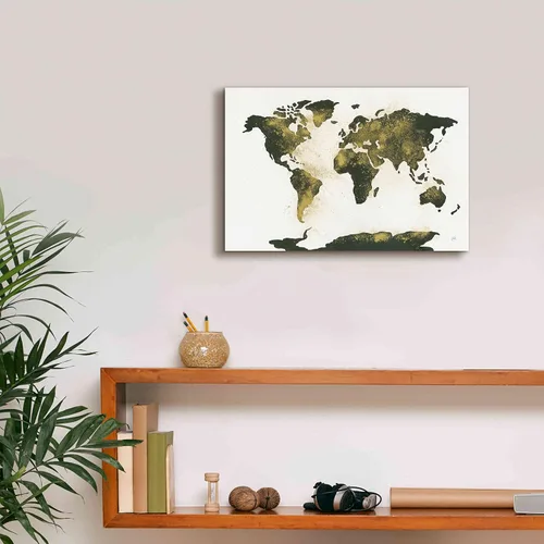 Vista 6 de Epic Graffiti 'World Map Gold Dust' por Chris Paschke, lienzo de arte para pared, 18 x 12 pulgadas