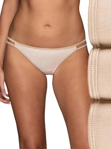Vista 85 de Vanity Fair Bragas de bikini con tira para mujer, Illumination, con elástico sedoso y ribete de satén Paquete de 3 Negro (Midnight Black)