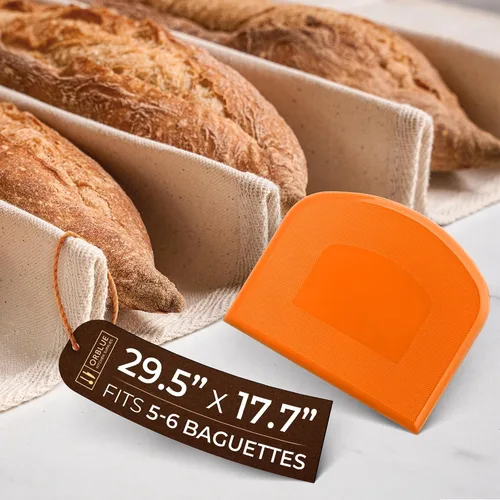 Vista 10 de Orblue Bakers Couche y Paño de Fermentación, Tela 100% Algodón para Hornear Masa de Pan, Herramienta de Moldeado para Baguettes, Hogazas, Ciabatta