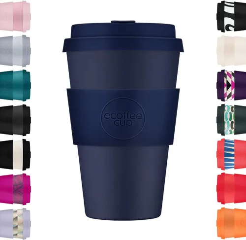 Vista 17 de Ecoffee Cup Taza de café reutilizable de 14 onzas (13.5 fl oz) – Taza de viaje a base de plantas PLA con tapa de silicona, sin melamina y apta