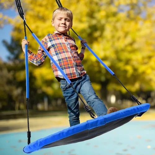 Vista 5 de Trekassy Columpio redondo para árbol de 700 libras de 40 pulgadas con asas para niños y adultos, Oxford 900D, impermeable, 2 correas para colgar