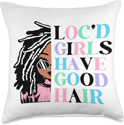 Vista 4 de Locs Afro Dreadlocks Love Beauty Hair Loc'd Good Hair Black American African Girl Throw Pillow, 16x16, Multicolor