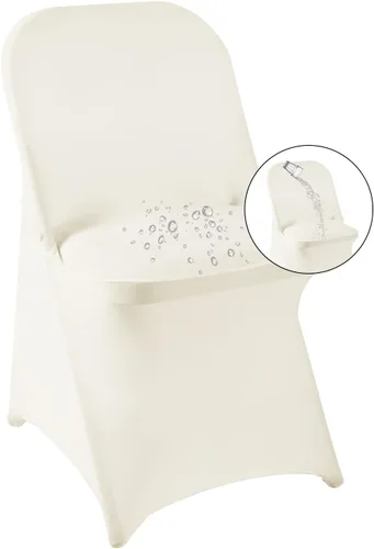 Vista 12 de magalo Paquete de 12 fundas para sillas plegables de elastano negro, impermeables, elásticas, para bodas, fiestas, banquetes de comedor y otros