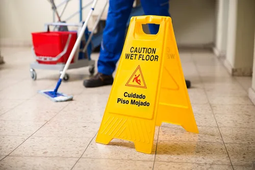 Vista 2 de Tiger Chef, señal de precaución de piso mojado, plegable con 2 caras, señal de precaución de piso Caution Wet Floor, 24 pulgadas por 12 pulgadas