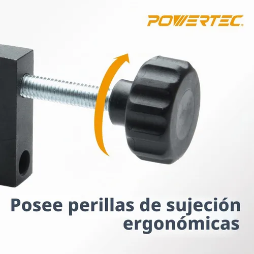 Vista 2 de POWERTEC Abrazaderas de cerca universales para carpintería, compatibles con sierra de mesa, sierra de ángulos, mesa de encamisado, mesa de prensa