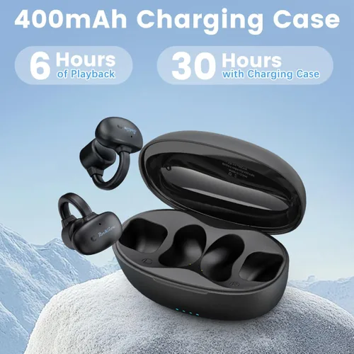 Vista 4 de True Bone Conduction - Auriculares deportivos de oreja abierta Bluetooth 5.3, inalámbricos, 30 horas, tiempo de reproducción, IPX4, impermeables