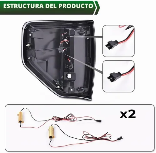 Vista 9 de GRAND ORANGE Conjunto de luces traseras LED completas compatibles con Ford F150 2009-2014, luces traseras de estacionamiento para el lado