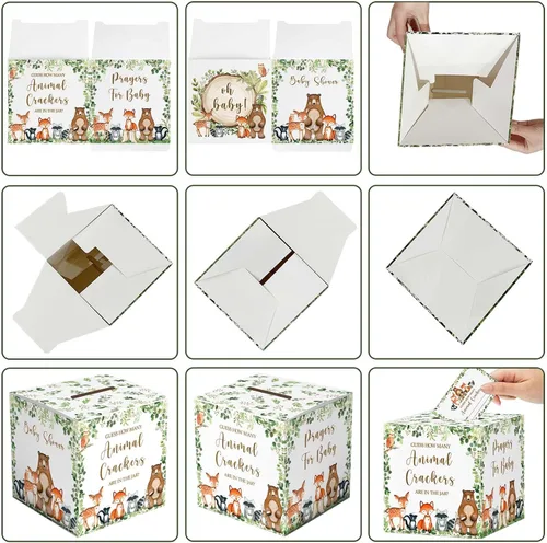 Vista 4 de Yuzioey Woodland Guess How Many Animal Crackers - Juego de adivinanzas, caja de juego de adivinanzas para baby shower de bosque y oraciones