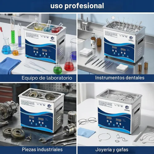Vista 6 de Limpiador ultrasónico Granbo 3.2L 120W máquina ultrasónica de limpieza de joyería 40kHz con calentador, temporizador y desgasificación, limpiador
