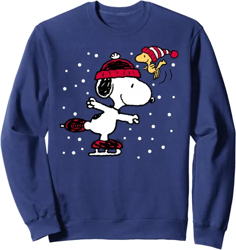Vista 7 de Peanuts Snoopy and Woodstock Skate Holiday Sudadera Sudadera Negro
