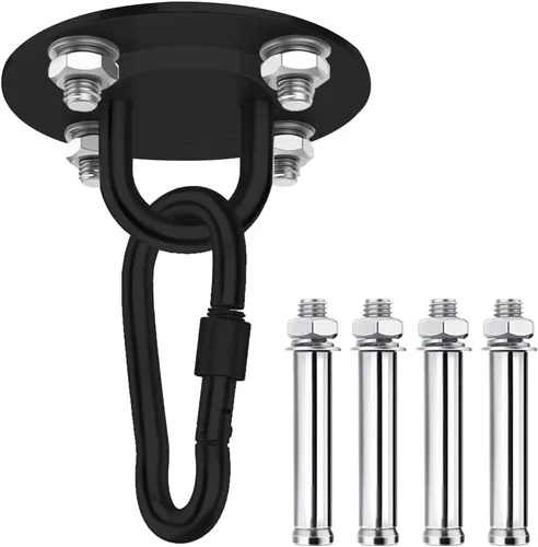 Vista 5 de TopHomer Kit para colgar hamacas, ganchos de hamaca resistentes con pernos de tornillo, ganchos de pared de hamaca de acero inoxidable para montaje