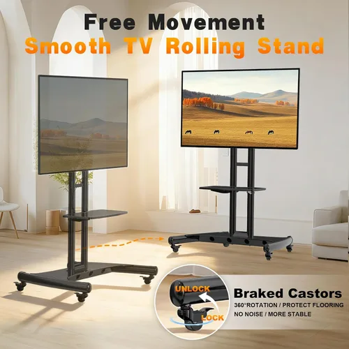 Vista 5 de North Bayou Universal Mobile soporte universal para carro de TV con soporte para pantallas de panel plano plasma LCD LED y pantallas de 32 a 65