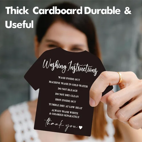 Vista 3 de 200 tarjetas de instrucciones de lavado, instrucciones de cuidado de limpieza de ropa, camiseta, inserción de instrucciones de dirección al cliente