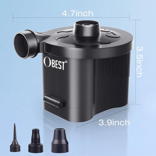 Vista 9 de OBEST Bomba de aire eléctrica alimentada por batería, inflador/deflator portátil para campamento al aire libre, colchón de aire, flotadores