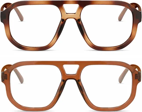 Vista 21 de livho Retro Aviator Blue Light Blocking Glasses for Women Men with Soft Case, Trendy Rectangle Computer Eyeglasses