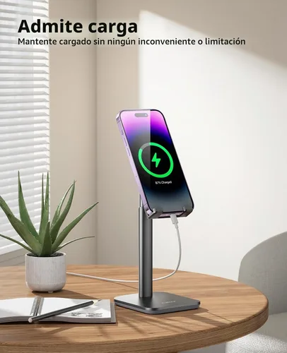 Vista 7 de Nulaxy - Soporte de teléfono ajustable de ángulo de altura para escritorio 6.3-9 pulgadas de altura, base de metal pesada, almohadillas