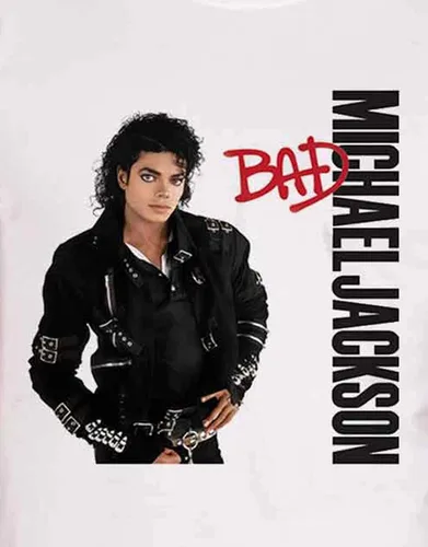 Vista 3 de Michael Jackson Camiseta Bad Album Cover Negro Oficial