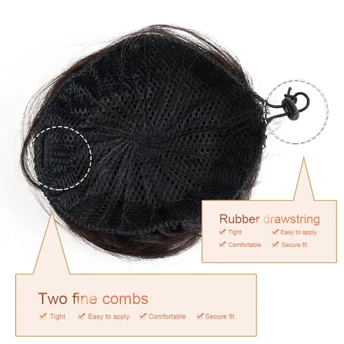 Vista 5 de Accesorio de moño de pelo negro, piezas de pelo desordenadas para Negro marrón(HB8066)