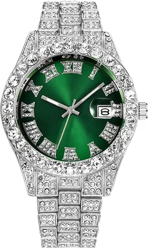 Vista 15 de SENRUD Reloj de pulsera analógico de cuarzo con diamantes de imitación de cristal para hombre