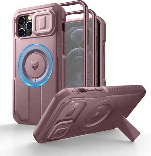 Vista 43 de Dexnor - Funda para iPhone 12 & iPhone 12 Pro con tapa deslizante para cámara, soporte ajustable y protector de pantalla integrado, carcasa