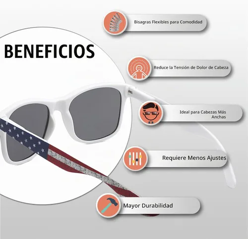 Vista 2 de Paquete de 10 lentes de sol a granel con protección UV para Bandera Americana Humo