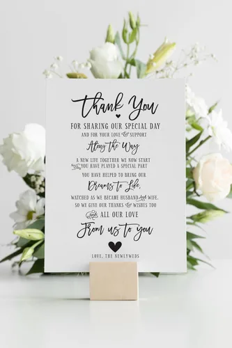 Vista 6 de Your Main Event Prints 50 tarjetas de agradecimiento de boda, perfectas para añadir a centros de mesa y decoraciones de boda para recepciones
