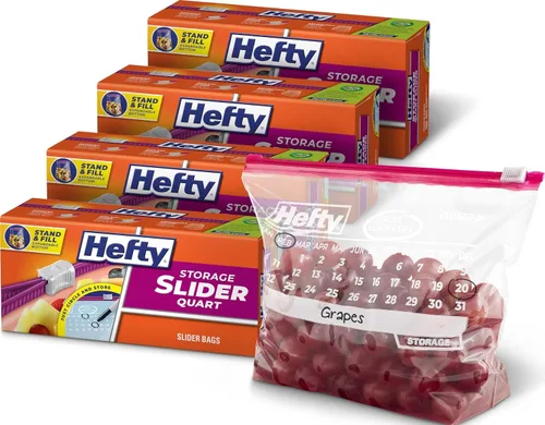 Vista 9 de Hefty Slider - Bolsas de almacenamiento para calendario, tamaño de galón, 30 unidades (paquete de 4), 120 en total Bulk Pack, Gallon Plastic Bags