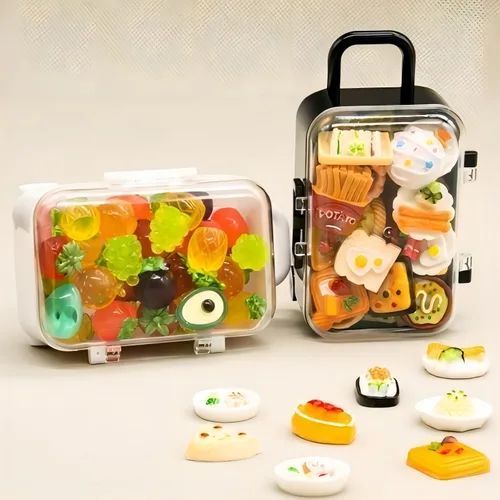 Vista 3 de Mini maleta de viaje de plástico, 4 unidades, diseño de orejas de gato, para niñas