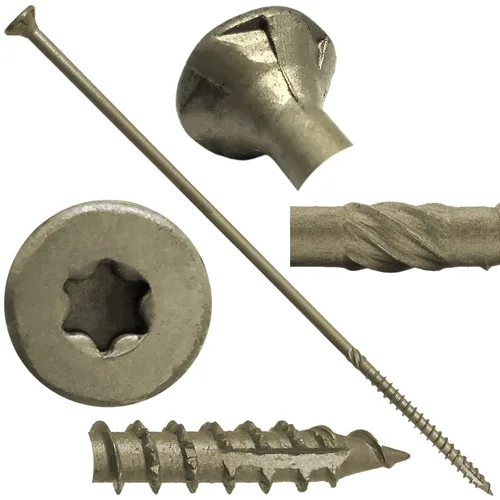 Vista 230 de 8 x 1 revestimiento exterior recubierto de bronce, tornillo de madera multiusos compatible con ACQ, cabeza plana Torx/Star Drive de 1 libra, 288