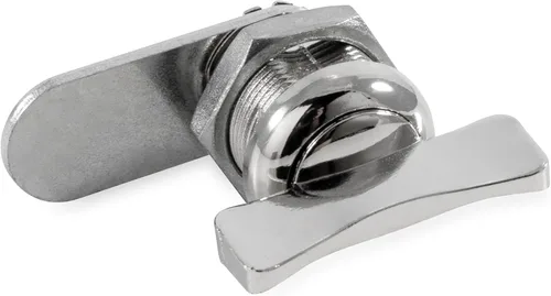 Vista 2 de Camco Candado de leva compensada Presenta un estilo de candado de fácil giro operado con el pulgar, incluye una compensación de 5/8 pulgadas y un