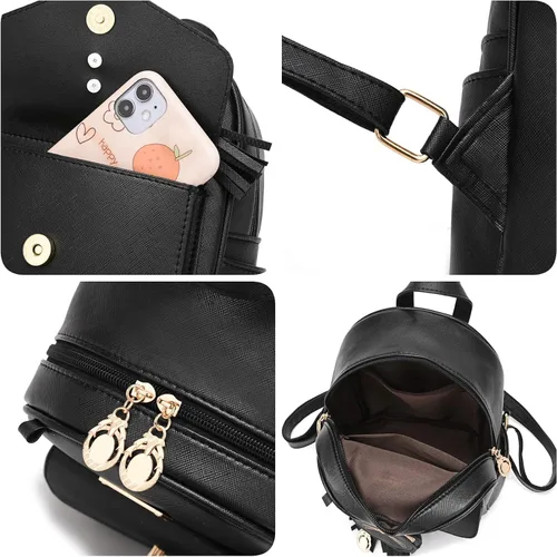 Vista 7 de BESYIGA Mochila pequeña de gatito para niñas, 3 unidades, mochila de cuero para mujeres, bolsa de viaje, mochila para niños, mini mochila