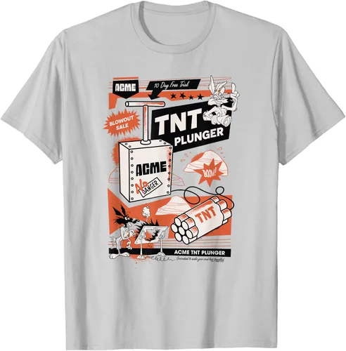 Vista 44 de Looney Tunes Wile E. Coyote - Camiseta de émbolo TNT, Blanco, S