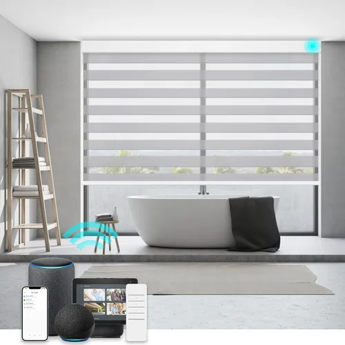 Vista 16 de Persianas de cebra Changshade para ventanas interiores con filtro de luz, persianas de cebra con cordón para puertas corredizas de vidrio