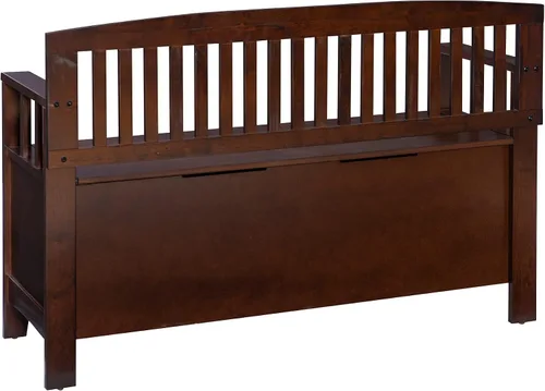 Vista 10 de Linon Home Dcor Linon Home Decor Cynthia - Banco de almacenamiento, 50 pulgadas de ancho x 17.25 pulgadas de profundidad x 32 pulgadas de alto, nogal