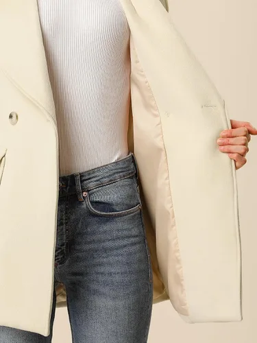 Vista 6 de Allegra K - Abrigo de invierno con cinturón y bolsillos para mujer
